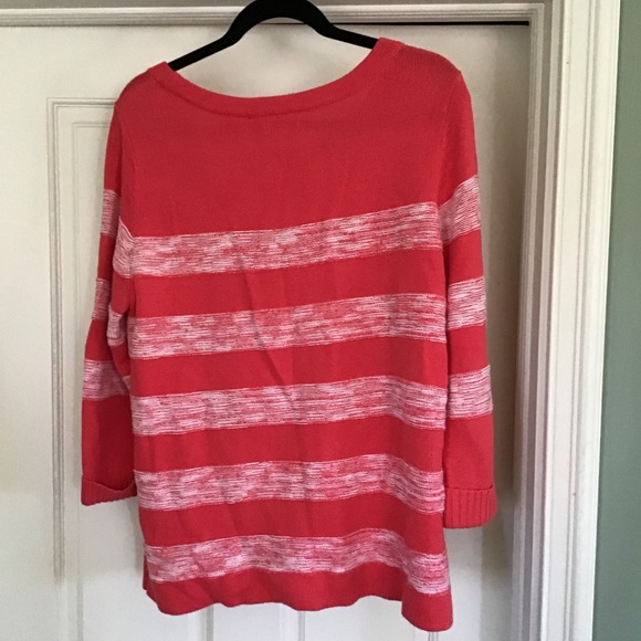 LAST CHANCE Croft & Barrow Coral 3/4 Sleeve Sweater - Picture 2 of 3